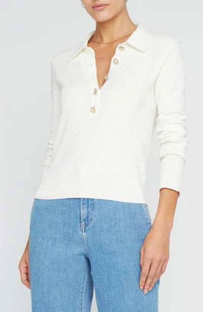 L Agence Sterling Jewel-button Sweater In Ivory Jewel Btn