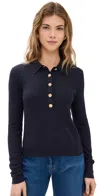 L Agence Sterling Jewel-button Sweater In Midnight/gold Rose
