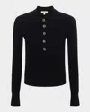 L Agence L'agence Sterling Jewel Button Collared Sweater In Black  Jewel Btn