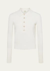 L AGENCE STERLING JEWEL-BUTTON SWEATER