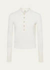 L Agence Sterling Jewel-button Sweater In Ivory Jewel Btn