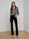 L Agence Stevie Womens Chain Velvet Straight Leg Pants In Black