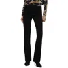 L Agence Stevie Womens Chain Velvet Straight Leg Pants In Black
