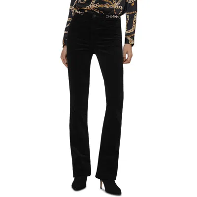 L Agence Stevie Womens Chain Velvet Straight Leg Pants In Black