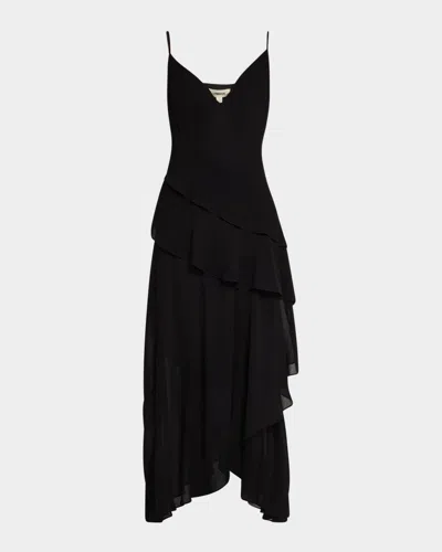 L Agence Sunniva Tiered Midi Dress In Black
