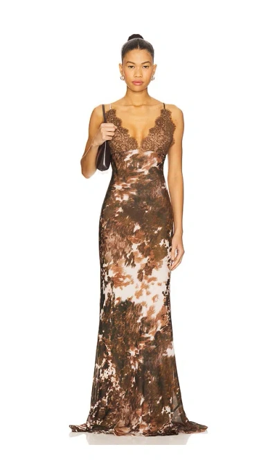 L Agence Susanna Slip Dress In Brown