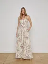 L Agence Sutton Beaded Strap Maxi Dress In Neutral