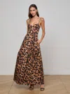 L'agence Sutton Beaded Strap Maxi Dress In Brown