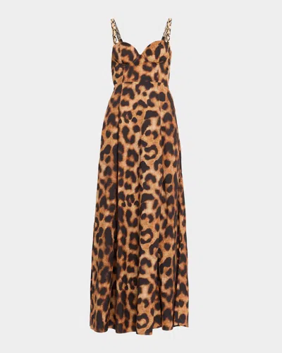 L Agence Sutton Leopard Maxi Dress
