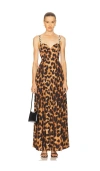 L Agence Sutton Strap Maxi Dress In Animal Print