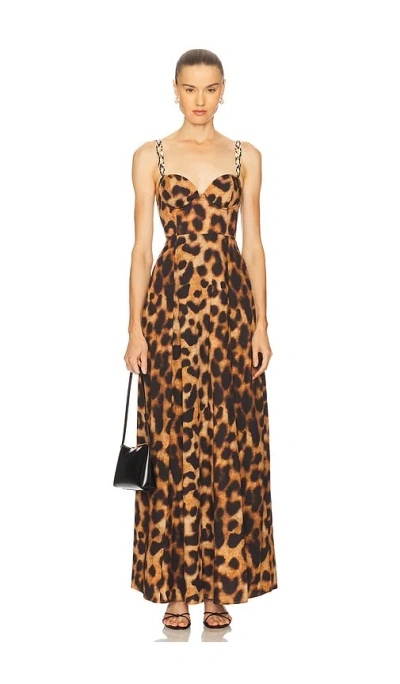 L Agence Sutton Strap Maxi Dress In Animal Print