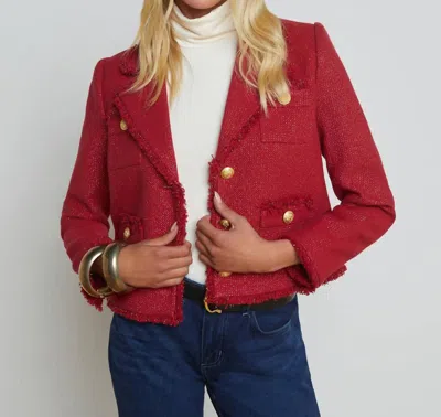 L Agence Sylvia Collared Jacket In Garnet Red In Multi