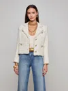 L Agence Sylvia Tweed Jacket In Ivory/light Gold