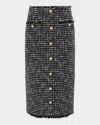 L Agence L'agence Tai Tweed Midi Skirt In Blackecru