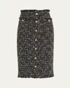 L Agence L'agence Tai Tweed Midi Skirt In Blackecru