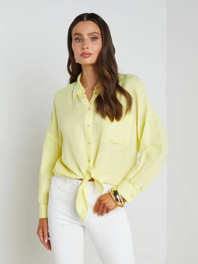 L Agence Talitha Linen-blend Blouse In Yellow Sorbet