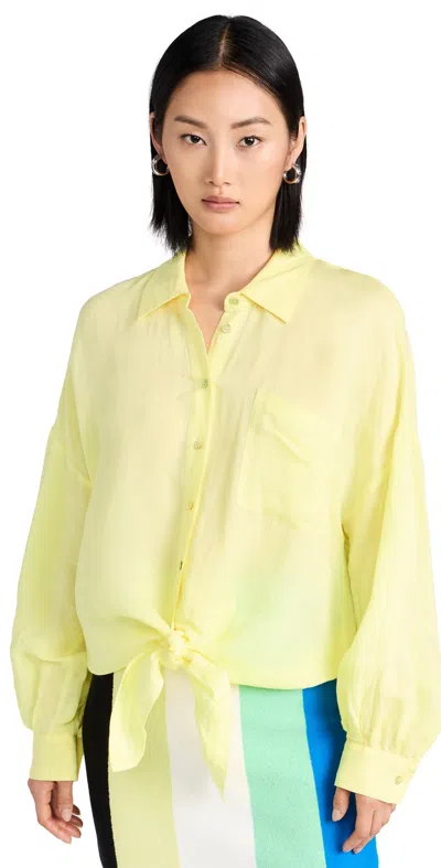 L Agence Talitha Linen-blend Blouse In Yellow Sorbet