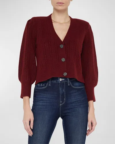 L AGENCE TALULLA CABLE-KNIT CROPPED CARDIGAN