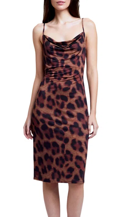 L Agence Tami Dress In Spice/black Spotted Panther