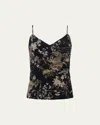 L Agence Tapestry Jungle Jane Spaghetti-strap Tank Top In Blk Mlti Tapestry Jungle Print