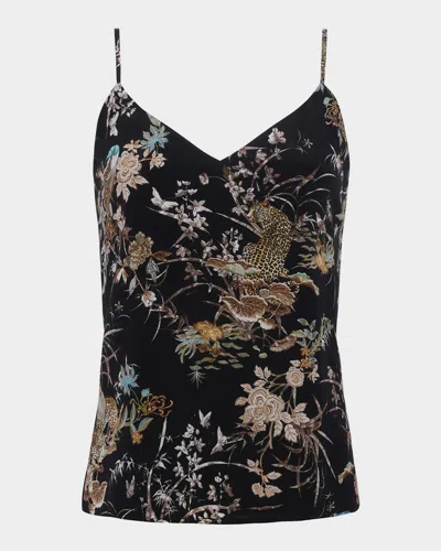 L AGENCE TAPESTRY JUNGLE JANE SPAGHETTI-STRAP TANK TOP
