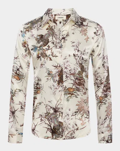 L AGENCE TAPESTRY JUNGLE TYLER SILK BLOUSE