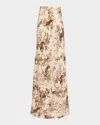 L Agence Zeta Maxi Skirt In Ecr Mt Tapestry Jungle