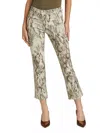 L Agence Tati Coated Micro Boot Jean In Tan Multi Snake Coated In Multi