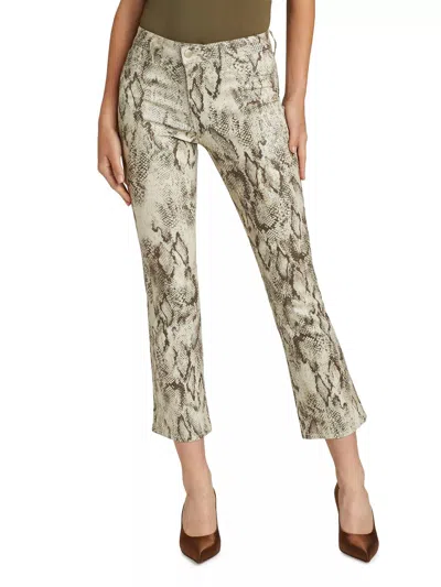 L Agence Tati Coated Micro Boot Jean In Tan Multi Snake Coated