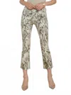 L Agence Tati High Rise Crop Micro Boot Jean In Tan Multi Snake Coated In Animal Print