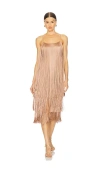 L'agence Taylen Fringe Dress In Chanterelle