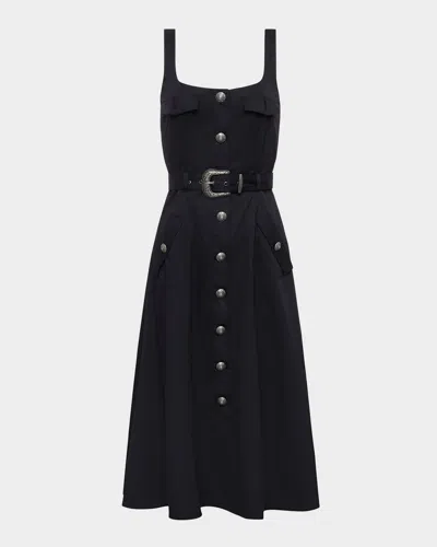 L Agence Tazia Scoop-neck A-line Dress In Black