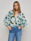 L'agence Teagan Blouse In Ivory Light Blue Hydrangea In Blue