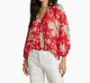 L Agence Teagan Blouse In Red/ivory Ikebana In Red