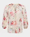 L Agence Teagan Dolman-sleeve Blouse In Ivry Mlti Watercolor Dty Flrl