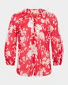 L Agence L'agence Teagan Dolman Sleeve Blouse In Redivory Ikebana