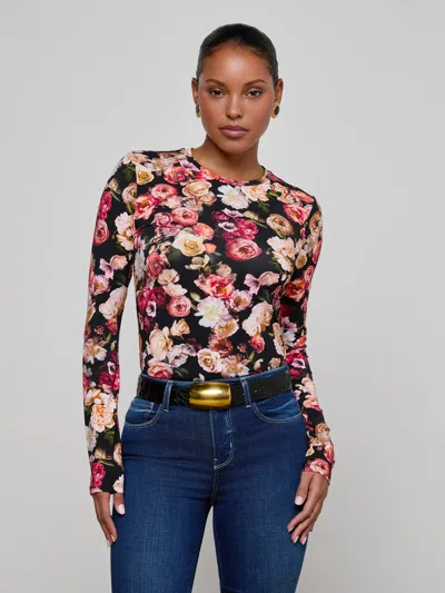 L Agence Tess L/s Crew Clustr Flrl In Multi