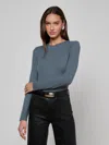 L Agence Tess L/s Crew Neck Tee In Blue