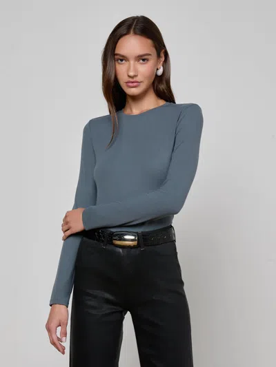 L Agence Tess L/s Crew Neck Tee In Blue
