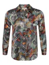 L Agence Three-quarter Sleeve Chain-print Shirt In Brown