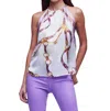 L Agence Tillie Chain Top In Ivory Multi Chain Scarf In Multi