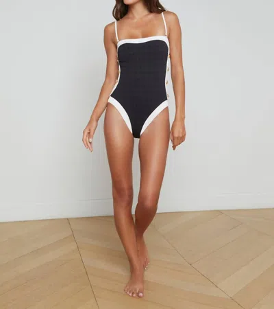 L Agence Tory Bandaeau One Piece Swimsuit In Black And White