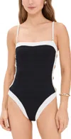 L'agence Tory Colorblock Chic Bandeau One Piece Black In Black