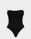 L Agence Tory Colorblock Chic Bandeau One-piece Swimsuit In Black