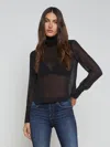 L'agence Toulon Silk Chiffon Turtleneck In Black