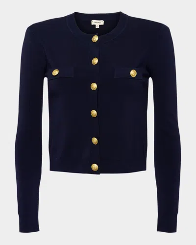 L Agence Toulouse Button-down Cardigan In Midnight/gold