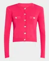 L Agence L'agence Toulouse Crewneck Cardigan In Ruby Nickel