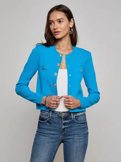 L Agence Toulouse Cardigan In Blue