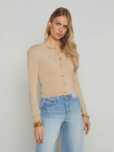 L Agence Toulouse Cardigan In Almond