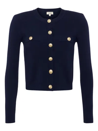 L'agence Toulouse Crewneck Cardigan In Blue